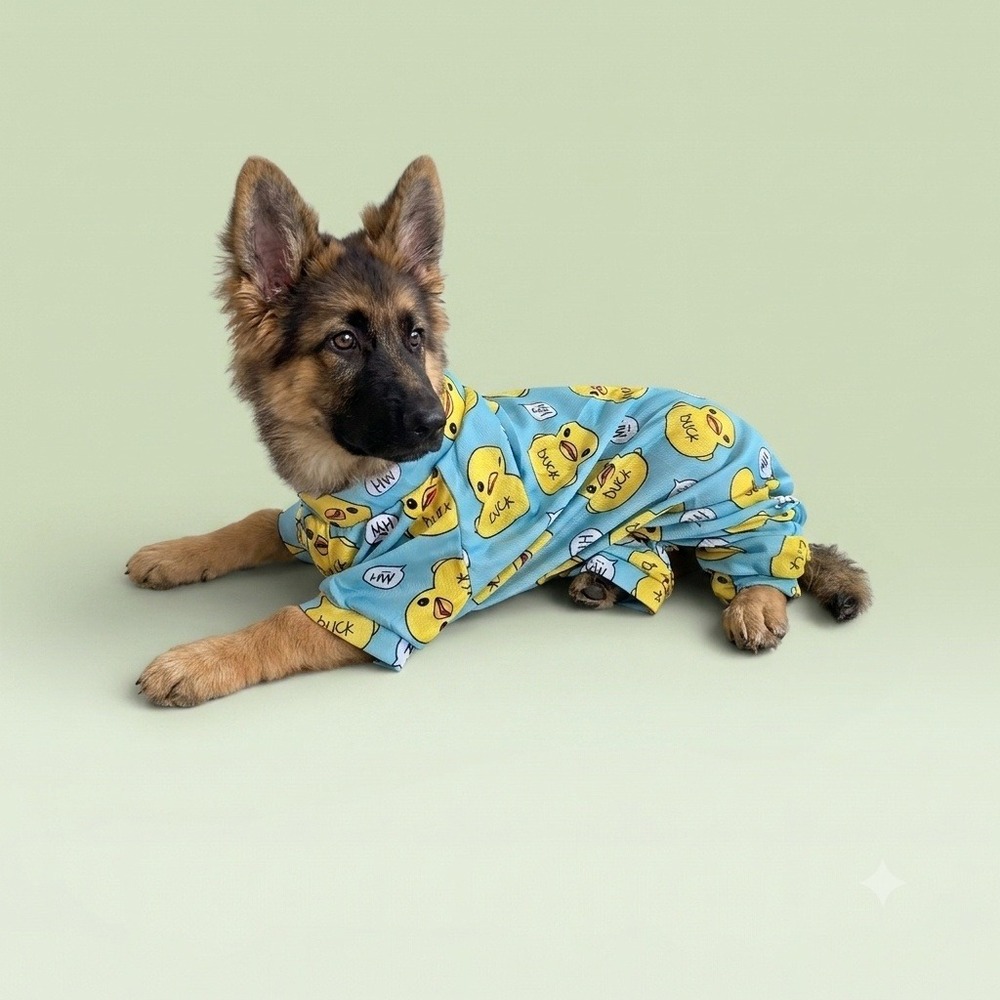 Blue Duck Print Dog Pajamas‎ Four-Leg Pet Onesie Small Medium Dog PJs